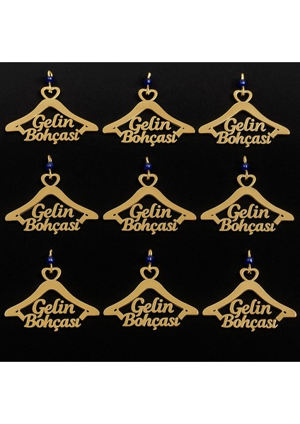 Pleksi Gelin Bohçası Yazısı Bohça Süsü 9 Adet Altın