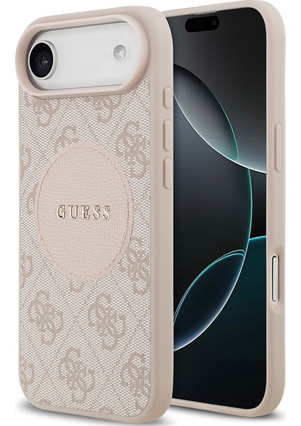 iPhone 17 Air Uyumlu Kılıf Guess Orjinal Lisanslı M-Safeli Yazı Logolu Circle Classic Kapak Pembe