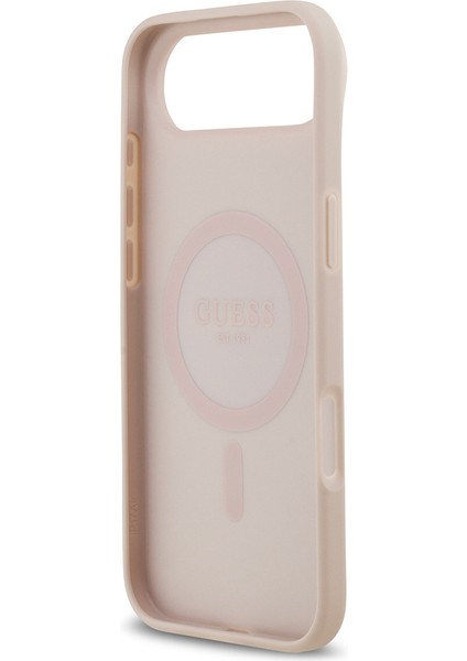 iPhone 17 Air Uyumlu Kılıf Guess Orjinal Lisanslı M-Safeli Yazı Logolu Circle Classic Kapak Pembe