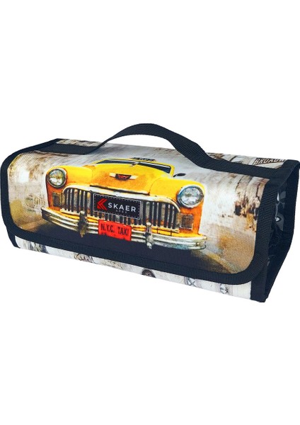 4 Bölmeli Kalem Kutusu ( 4 Bölmeli Kalemlik ) Taksi Desen 1 Adet