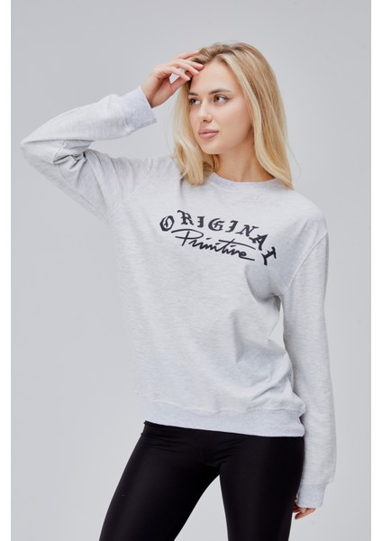 Mooncover Kadın Baskılı Sweatshirt - Karmelanj