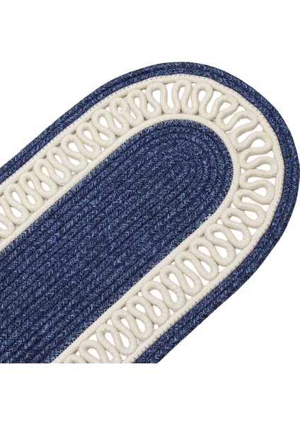 Jutty Hasır Görünümlü 5 Parça Jüt Masa Takımı Örgü Krem Lacivert 4’lü Amerikan Servis Supla 1 Runner fırsatları