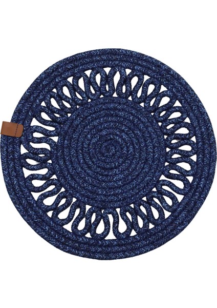 Jutty Hasır Görünümlü 5 Parça Jüt Masa Takımı Örgü Lacivert – 4’lü Amerikan Servis Supla + 1 Runner fiyatları