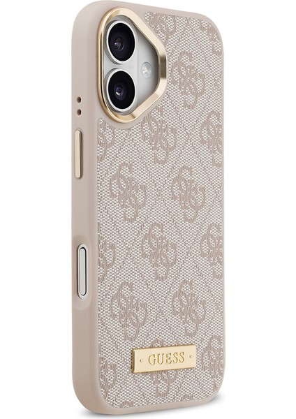 iPhone 17 Uyumlu Kılıf Guess Lisanslı M-Safeli 4g Desenli Pu Metal Plaka Klasik Logolu Kapak Pembe modelleri