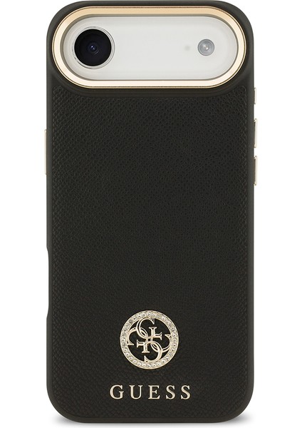 iPhone 17 Air Uyumlu Kılıf Guess Lisanslı M-Safeli Grained Yazı ve Taşlı 4g Logolu Kapak Siyah modelleri