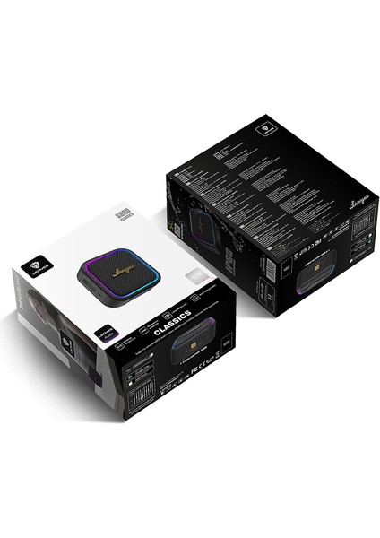 S890 Su Geçirmez Özellikli Rgb Işıklı Askılı Mini Otg-Tws Bluetooth Hoparlör V5.3 Siyah