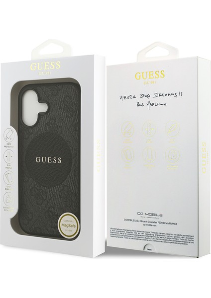 iPhone 17 Uyumlu Kılıf Guess Orjinal Lisanslı M-Safeli Yazı Logolu Circle Classic Kapak Siyah