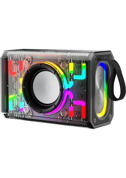 S843 Rgb LED Işıklı Taşınabilir Tws Bluetooth Hoparlör V5.3 20W Siyah