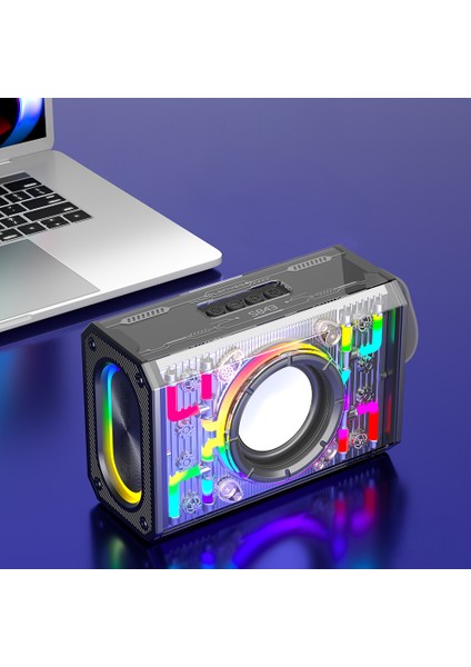 S843 Rgb LED Işıklı Taşınabilir Tws Bluetooth Hoparlör V5.3 20W Siyah fiyatları