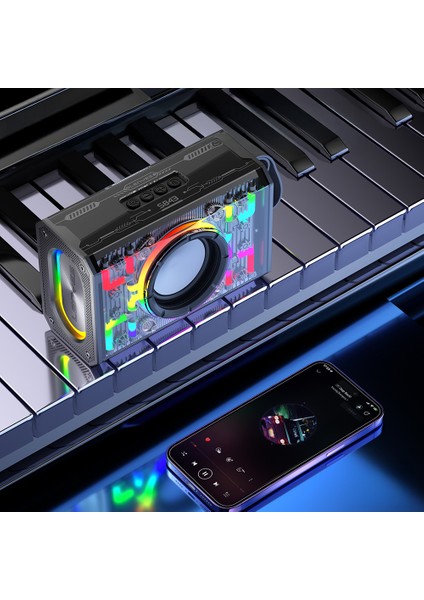 S843 Rgb LED Işıklı Taşınabilir Tws Bluetooth Hoparlör V5.3 20W Siyah fırsatları