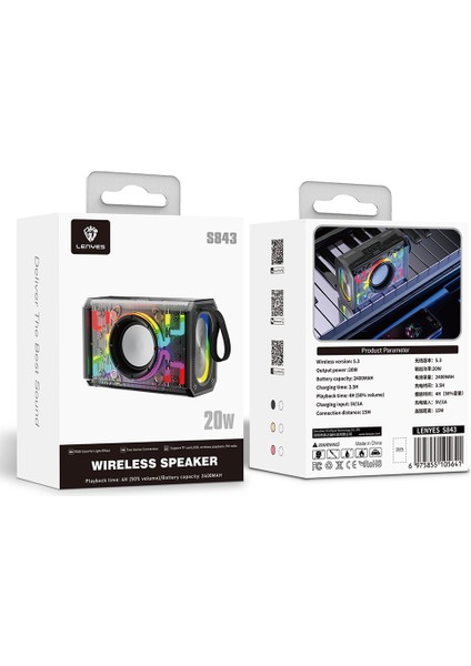 S843 Rgb LED Işıklı Taşınabilir Tws Bluetooth Hoparlör V5.3 20W Siyah indirimleri