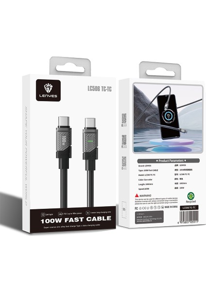LC506 Type-C To Type-C Pd 100W Hızlı Şarj Özellikli Data ve Şarj Kablosu 1m Siyah