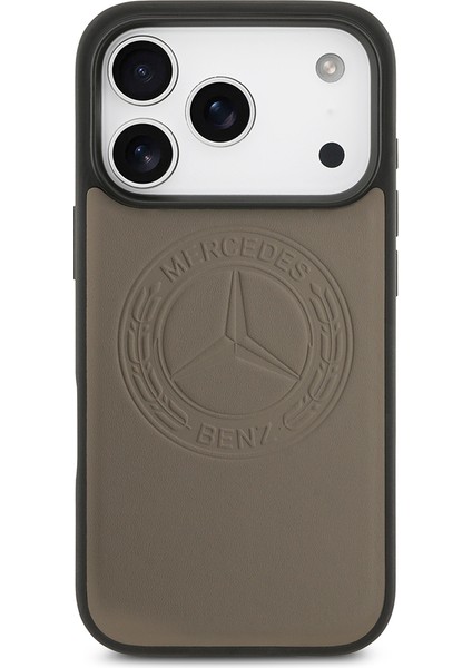 iPhone 17 Pro Kılıf Mercedes Benz Lisanslı M-Safeli Hakiki Deri Nostaljik Yıldız Dizayn Kahverengi modelleri