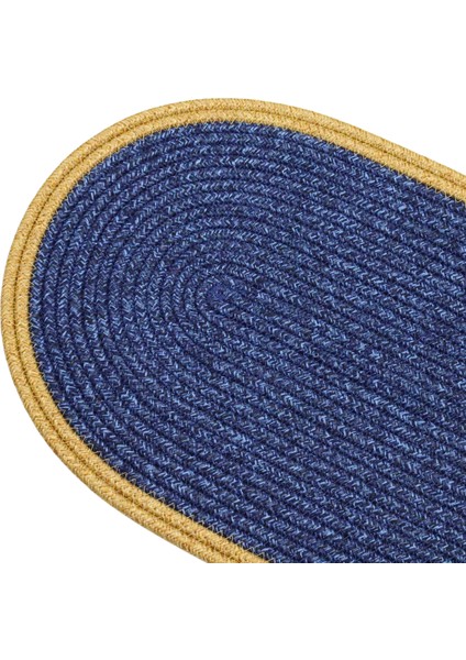 Jutty Hasır Görünümlü Jüt Dokuma Lacivert Natural Oval Dekoratif Masa Runnerı 35X135 cm Mutfak Salon fiyatları