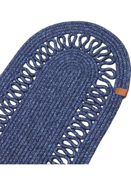 Jutty Hasır Görünümlü Jüt Dokuma Lacivert Oval Dekoratif Masa Runnerı 35X135 cm Mutfak Salon fiyatları