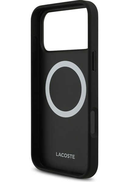 iPhone 17 Pro Max Uyumlu Kılıf Lacoste Lisanslı M-Safeli Pu Deri Karışık Monogram Desenli Siyah