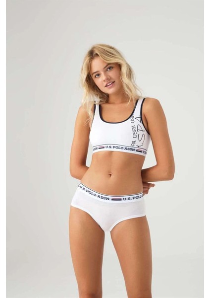 Us Polo Assn Kadın Büstiyer Slip Takım 66255 Beyaz