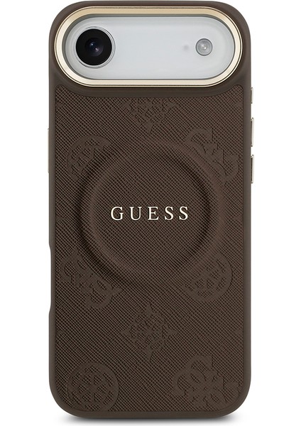 iPhone 17 Air Uyumlu Kılıf Guess Lisanslı M-Safeli Sıcak Baskılı Yazı Logolu Pu Deri Peony Siyah modelleri