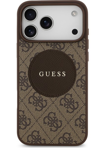 iPhone 17 Pro Max Uyumlu Kılıf Guess Lisanslı M-Safeli Yazı Logolu Circle Classic Kapak Kahverengi fiyatları