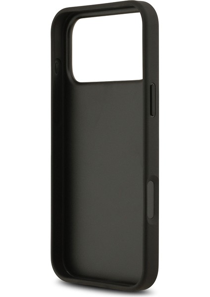 iPhone 17 Pro Max Uyumlu Kılıf Guess Orjinal Lisanslı Gül Baskılı Büyük Metal Logolu Kapak Siyah