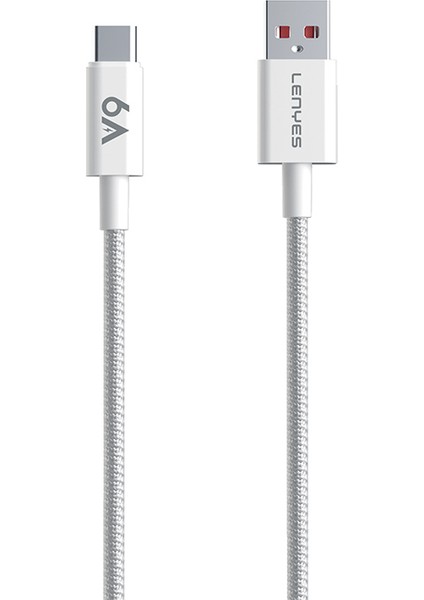 LC518 Usb-A To Type-C 6A Örgü Tasarımlı Hızlı Şarj Özellikli Data ve Şarj Kablosu 66W 1m Gri
