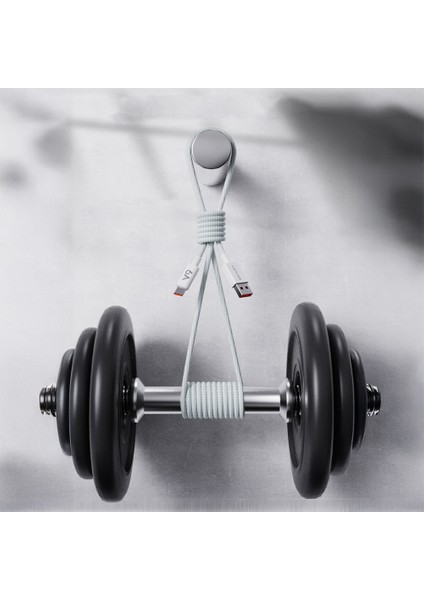 LC518 Usb-A To Type-C 6A Örgü Tasarımlı Hızlı Şarj Özellikli Data ve Şarj Kablosu 66W 1m Gri