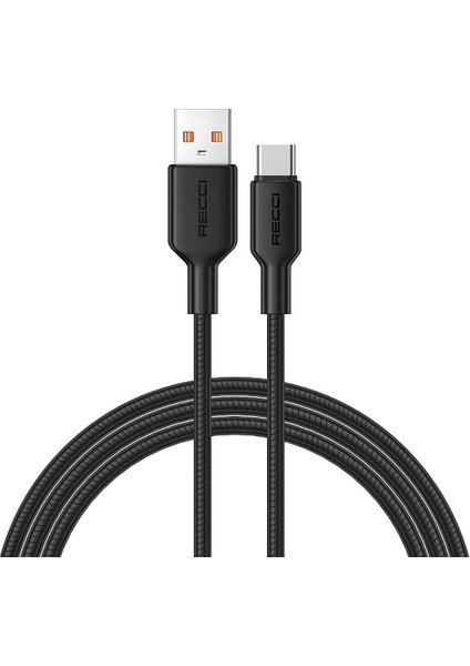 RS46C Usb-A To Type-C 2.4A Hızlı Şarj Özellikli Data ve Şarj Kablosu 100W 1.2m Siyah