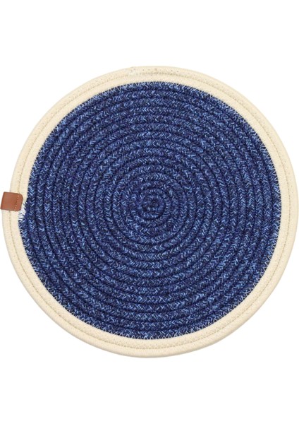 Jutty Hasır Görünümlü 5 Parça Jüt Masa Takımı Düz Krem Lacivert 4’lü Amerikan Servis Supla 1 Runner fiyatları