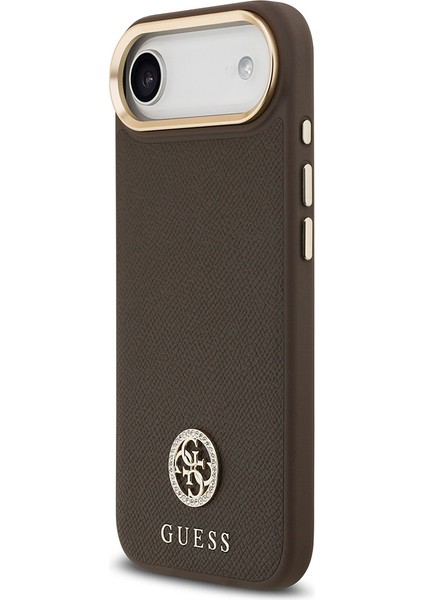 iPhone 17 Air Uyumlu Kılıf Guess Lisanslı M-Safeli Grained Yazı ve Taşlı 4g Logolu Kapak Kahverengi fiyatları