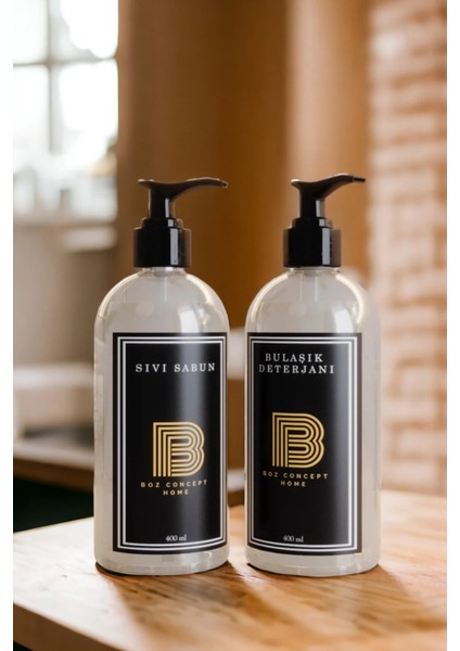 Metal Standlı Sıvı Sabunluk ve Bulaşık Deterjanlık Plastik 400 ml Banyo Seti