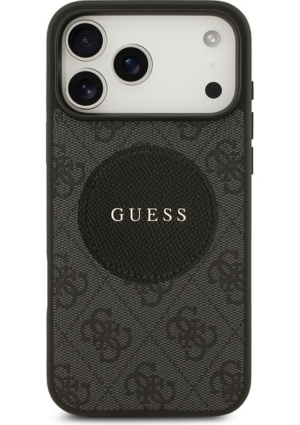 iPhone 17 Pro Max Uyumlu Kılıf Guess Lisanslı M-Safeli Yazı Logolu Circle Classic Kapak Siyah modelleri