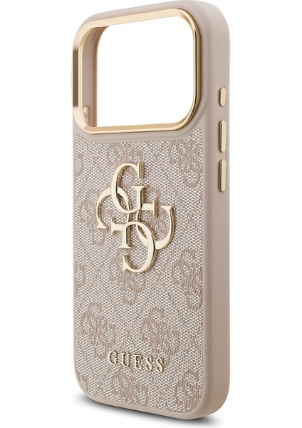 iPhone 17 Pro Uyumlu Kılıf Guess Orjinal Lisanslı 4g Büyük Metal Logolu Kalın Askılı Kapak Pembe