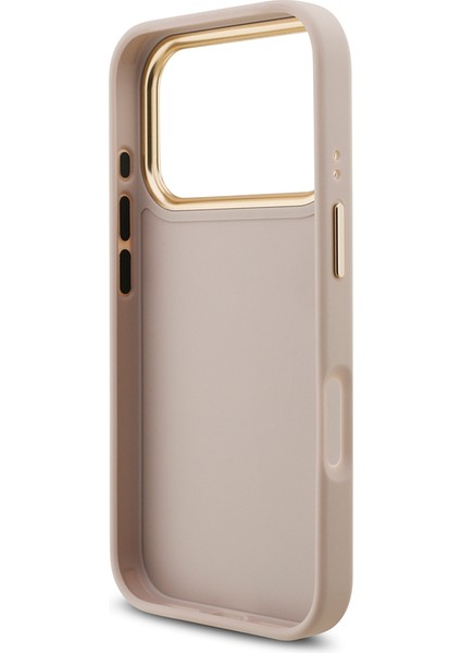 iPhone 17 Pro Uyumlu Kılıf Guess Orjinal Lisanslı 4g Büyük Metal Logolu Kalın Askılı Kapak Pembe