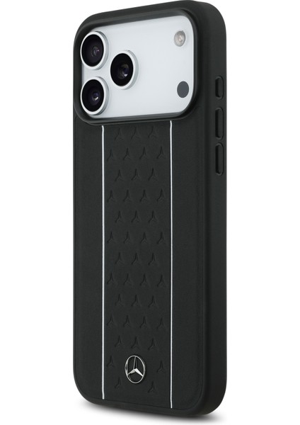 iPhone 17 Pro Max Kılıf Mercedes Benz M-Safeli Şeritli Yıldız Desenli Metal Logolu Deri Kapak Siyah fiyatları