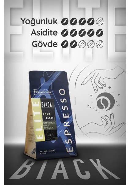 %100 Arabica Elite Black Espresso | 3X250 gr | Yüksek Gövde-Düşük Asidite fiyatları
