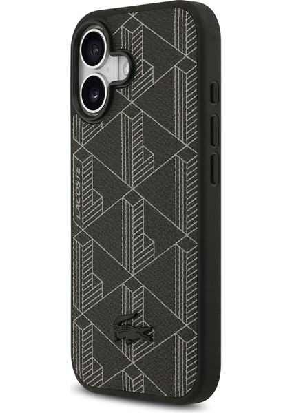 iPhone 17 Uyumlu Kılıf Lacoste Lisanslı M-Safeli Pu Deri Kartlıklı Karışık Monogram Desenli Siyah indirimleri