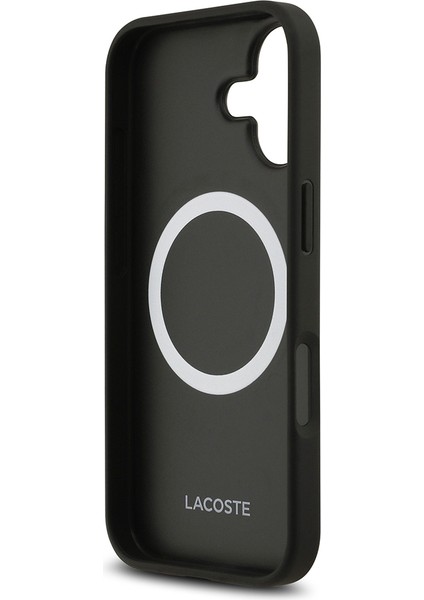 iPhone 17 Uyumlu Kılıf Lacoste Lisanslı M-Safeli Pu Deri Kartlıklı Karışık Monogram Desenli Siyah