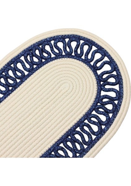 Jutty Hasır Görünümlü Jüt Dokuma Lacivert Örgü Oval Dekoratif Masa Runnerı 35X135 cm Mutfak Salon fiyatları