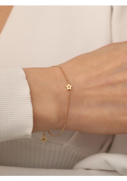 14 Ayar Altın Yıldız Bileklik