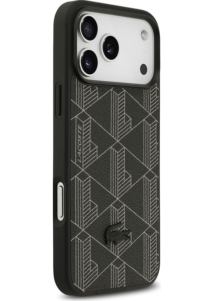 iPhone 17 Pro Max Kılıf Lacoste Lisanslı M-Safeli Pu Deri Kartlıklı Karışık Monogram Desenli Siyah modelleri