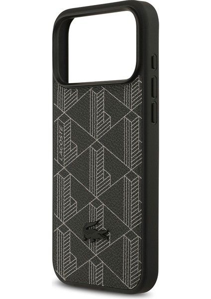 iPhone 17 Pro Max Kılıf Lacoste Lisanslı M-Safeli Pu Deri Kartlıklı Karışık Monogram Desenli Siyah indirimleri