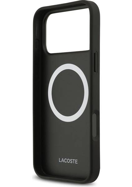 iPhone 17 Pro Max Kılıf Lacoste Lisanslı M-Safeli Pu Deri Kartlıklı Karışık Monogram Desenli Siyah