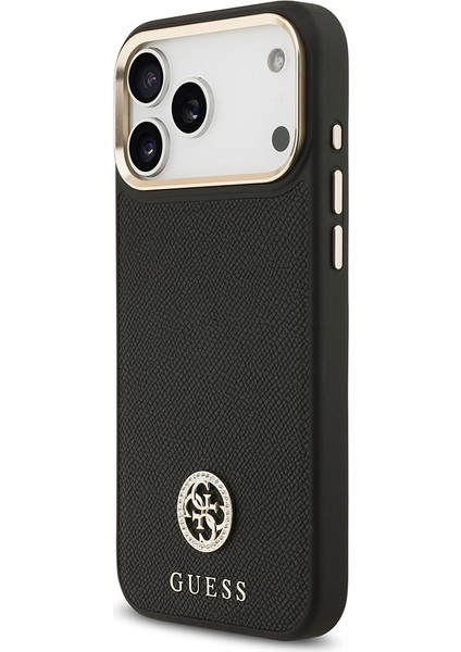 iPhone 17 Pro Max Uyumlu Kılıf Guess Lisanslı M-Safeli Grained Yazı ve Taşlı 4g Logolu Kapak Siyah fiyatları