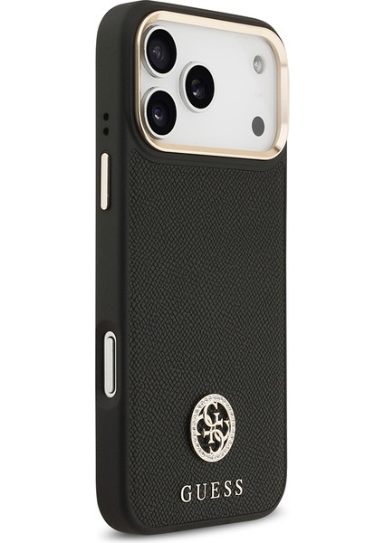 iPhone 17 Pro Max Uyumlu Kılıf Guess Lisanslı M-Safeli Grained Yazı ve Taşlı 4g Logolu Kapak Siyah fırsatları