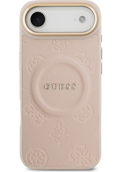iPhone 17 Air Uyumlu Kılıf Guess Lisanslı M-Safeli Sıcak Baskılı Yazı Logolu Pu Deri Peony Pembe modelleri