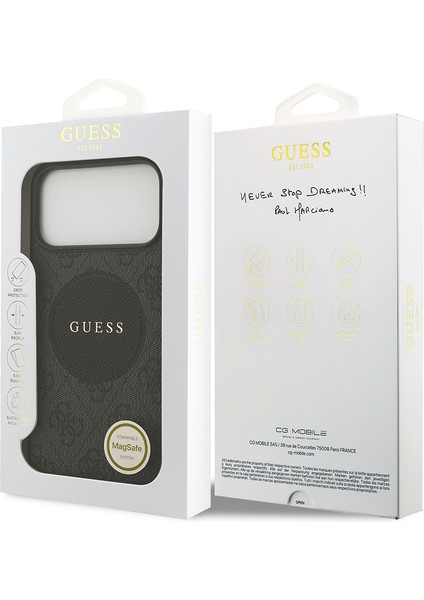 iPhone 17 Pro Max Uyumlu Kılıf Guess Lisanslı M-Safeli Yazı Logolu Circle Classic Kapak Siyah