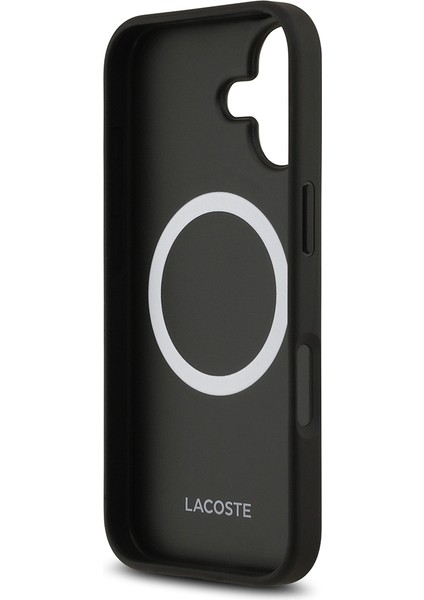 iPhone 17 Uyumlu Kılıf Lacoste Lisanslı M-Safeli Pu Deri Karışık Monogram Desenli Kapak Siyah