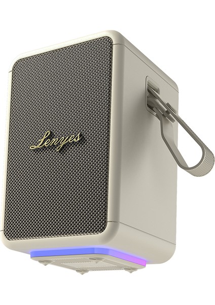 S874 Su Geçirmez Özellikli Rgb Işıklı Askılı Taşınabilir Tws Bluetooth Hoparlör V5.3 Bej