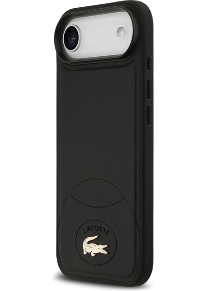 iPhone 17 Air Uyumlu Kılıf Lacoste Lisanslı M-Safe Şarj Özellikli Pu Deri Metal Logolu Kapak Siyah fiyatları
