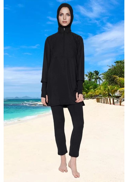 Modern Tesettür Plaj Giyim Özel Tasarım Esnek Kumaş Klora Dayanıklı Su Sporları Için